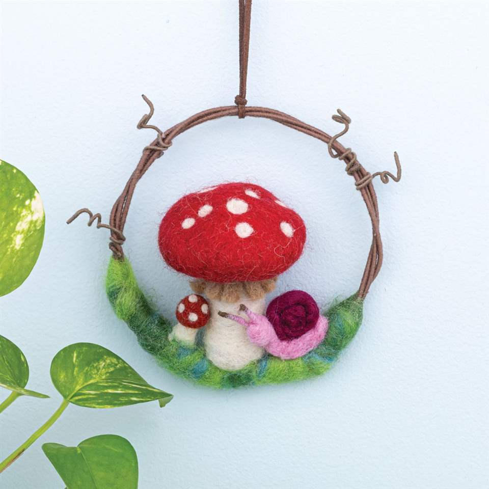 Mushroom & Snail Felted Wreath