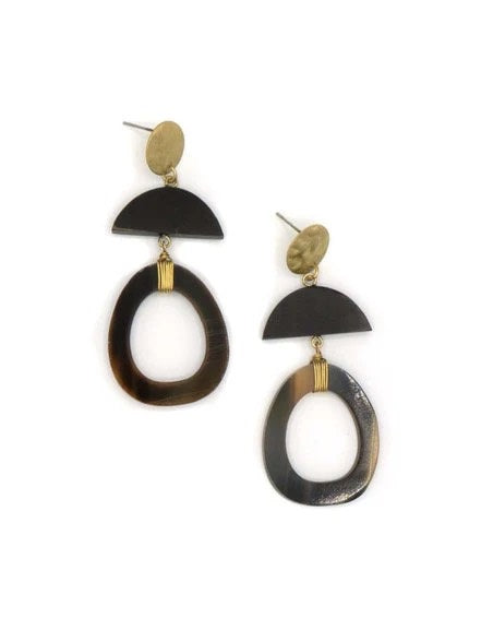 Oval Horn Earrings