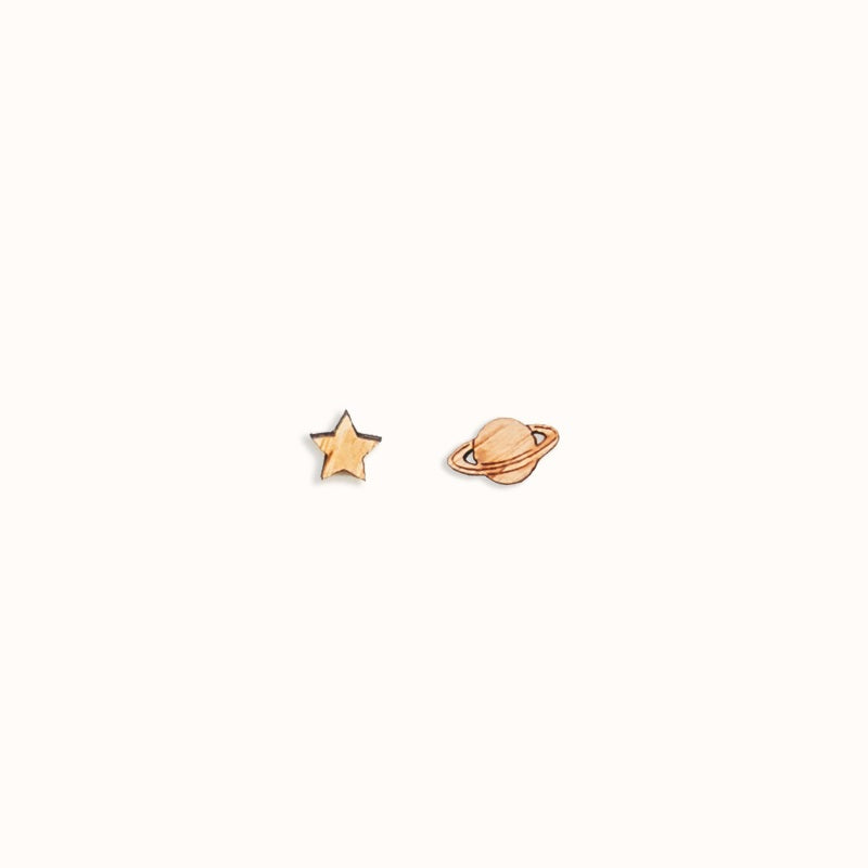 Satr & Saturn Stud Earrings