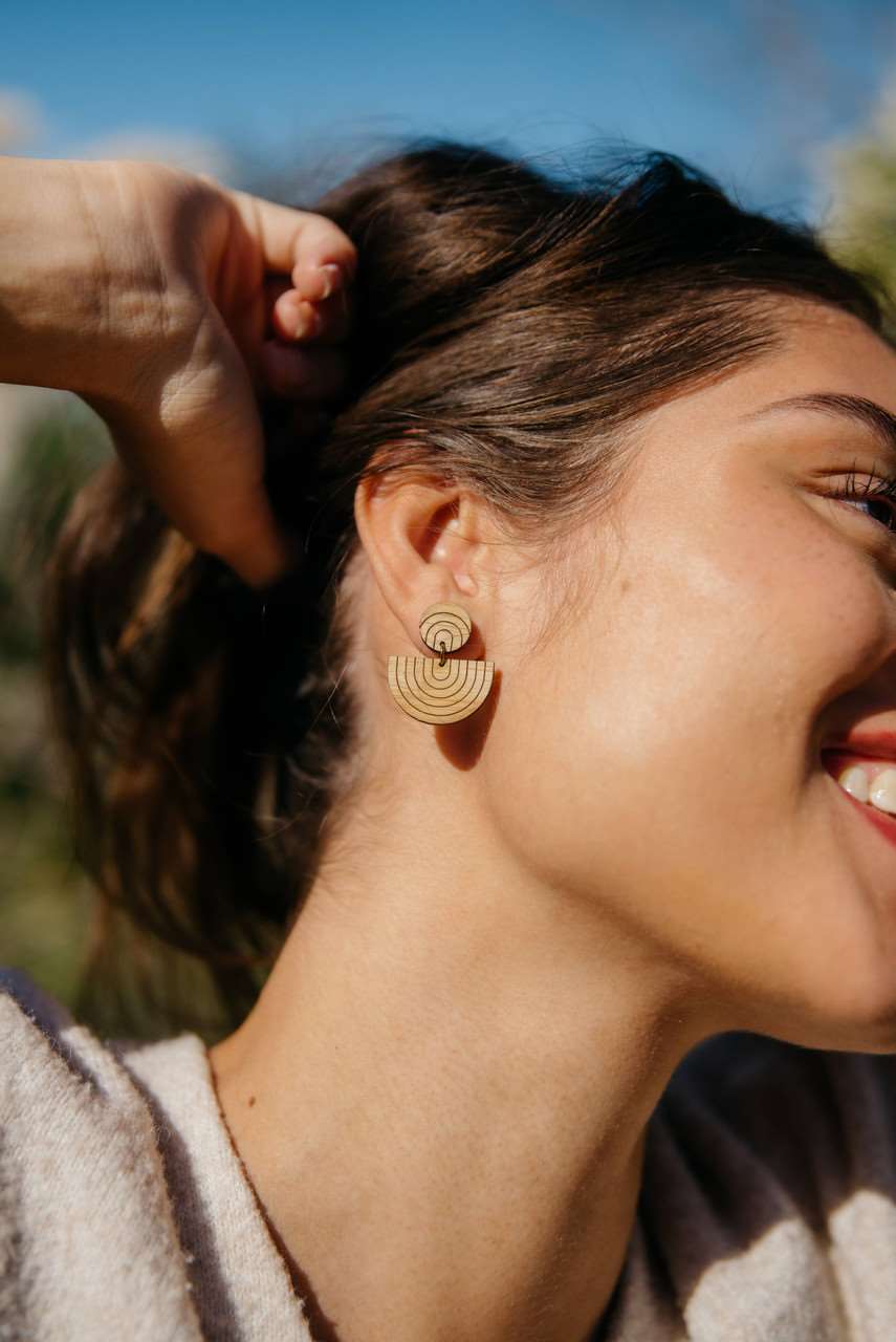 Half Circle Dangle Bamboo Earrings