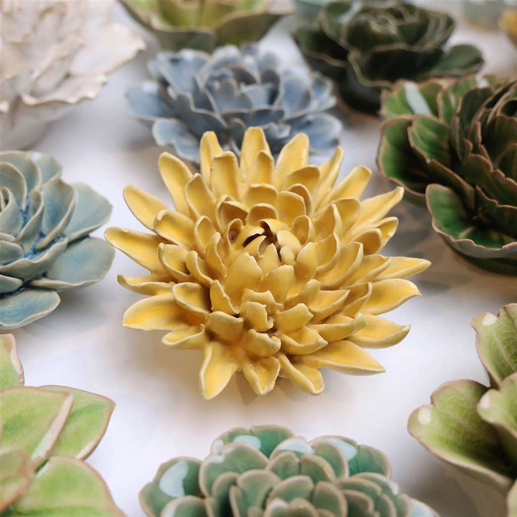 Yellow Chrysanthemum Ceramic Flower