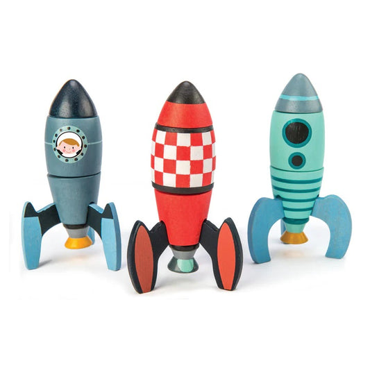 Rocket Construction Wooden Figurines