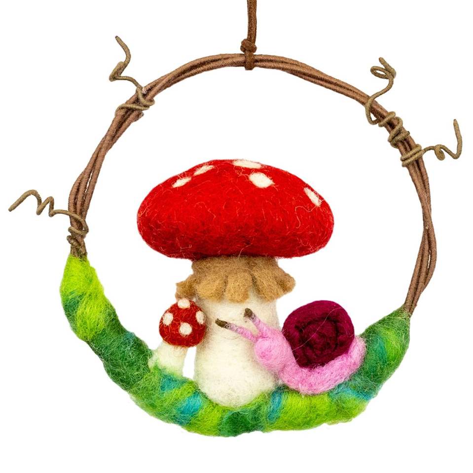 Mushroom & Snail Felted Wreath