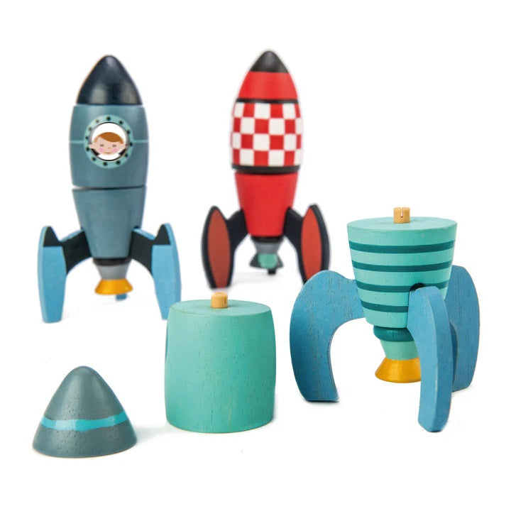 Rocket Construction Wooden Figurines