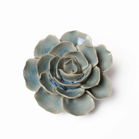 Teal Ranunculus Ceramic Flower