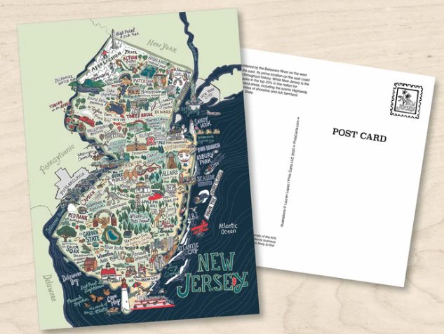 NJ Map Postcard