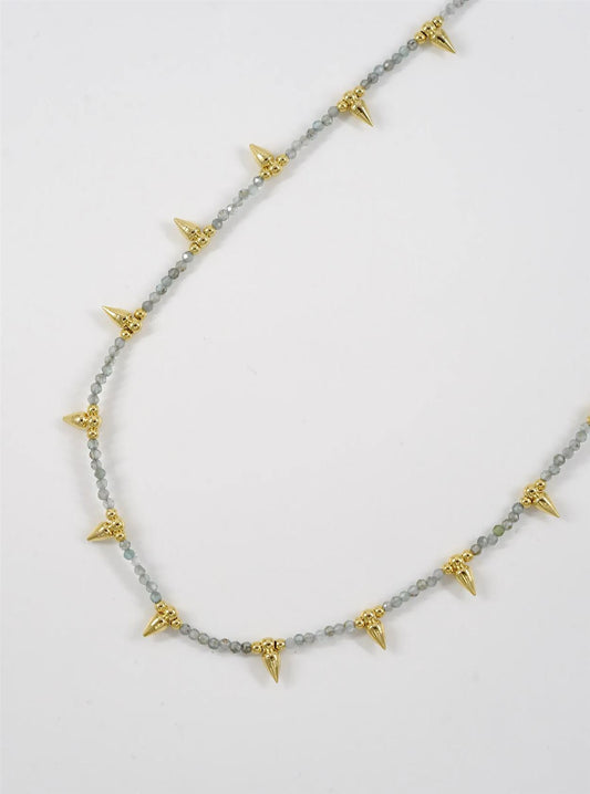 Gemstone Beaded Spike Necklace