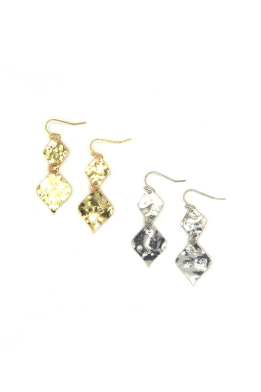 Hammered Rhombus Dangle Earrings