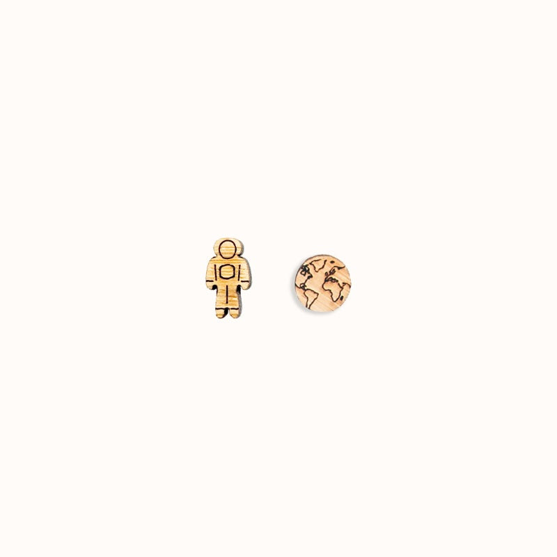 Astronaut & Earth Bamboo Studs