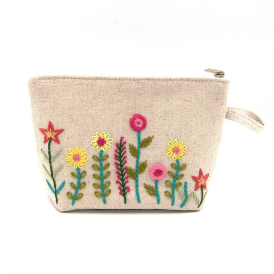 Wildflower Embroidered Cream Bag