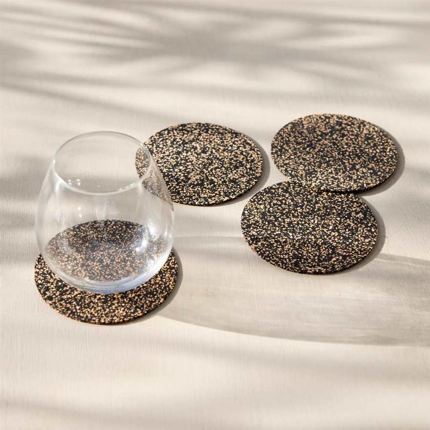 Round Rubber & Cork Dash Coasters