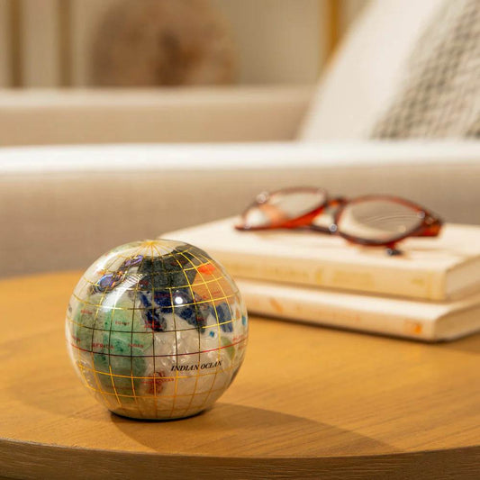 Gemstone Globe Paperweight - White Opalite