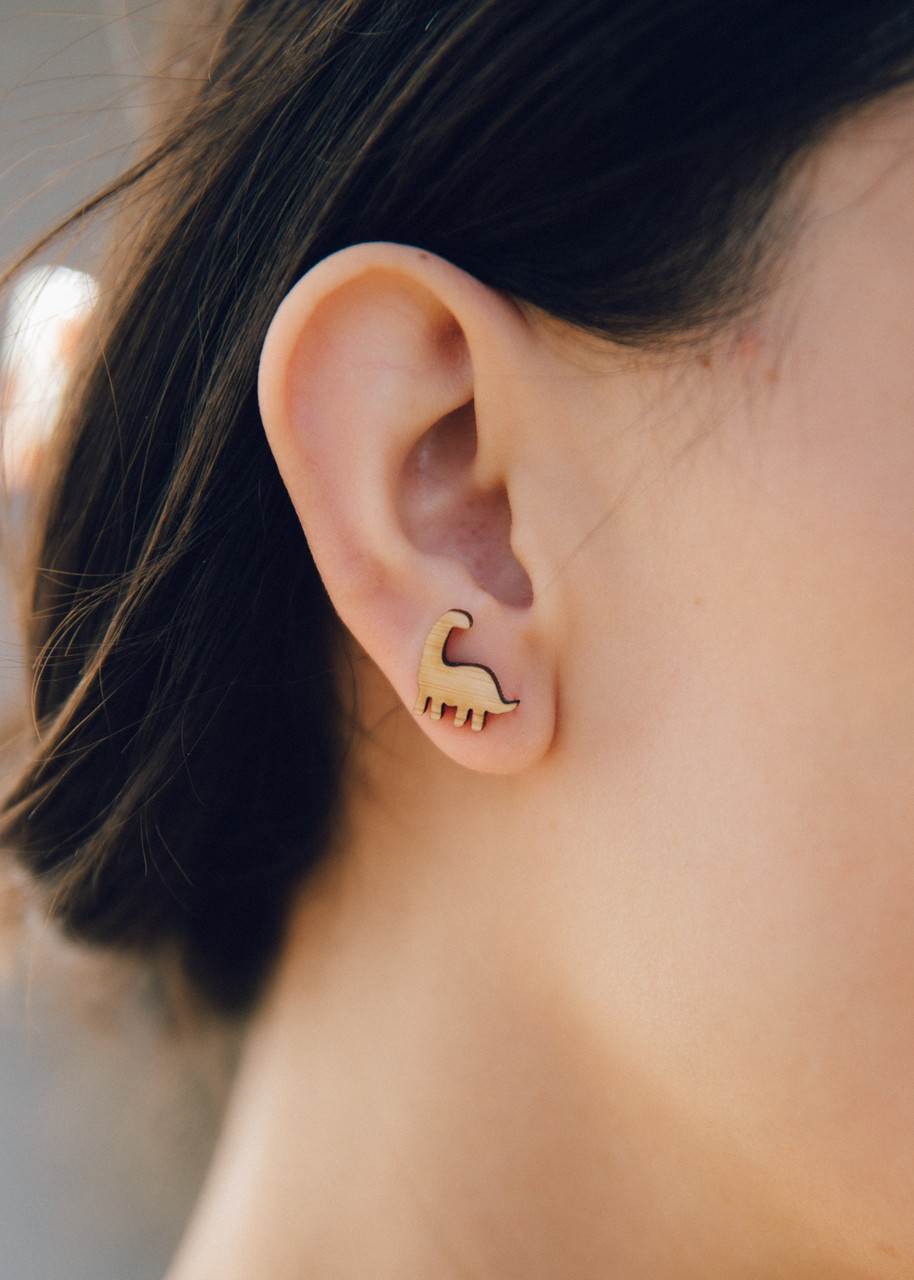 Diplodocus Bamboo Stud Earrings